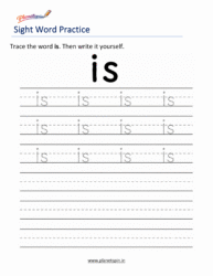Free printable sight word is worksheets for kindergarten PDF