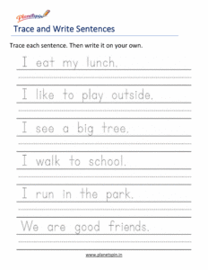 Read and trace sight word sentences worksheet for kindergarten
