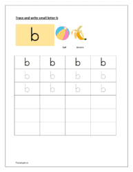 Tracing and writing letter b worksheets