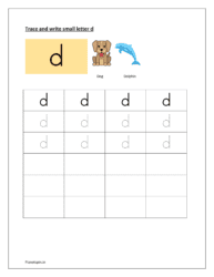 Tracing and writing letter d worksheets