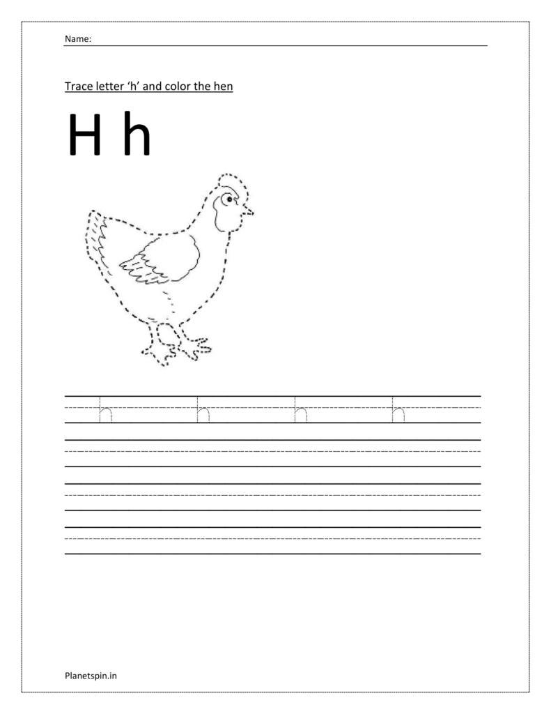 Tracing lowercase letter h | Tracing and writing worksheet pdf