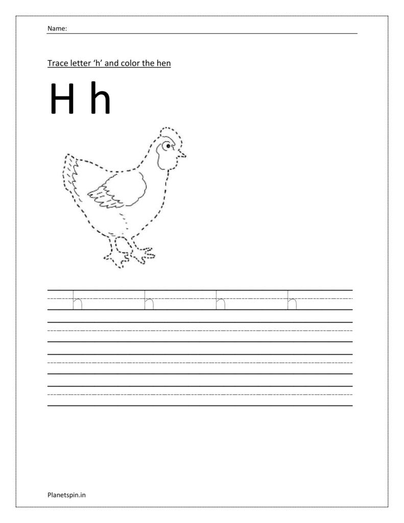 tracing lowercase letter h tracing and writing worksheet pdf