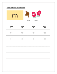 Tracing and writing letter m worksheets