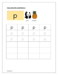 Tracing and writing letter p worksheets