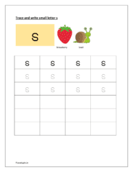 Tracing and writing letter s worksheets