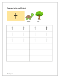 Tracing and writing letter t worksheets