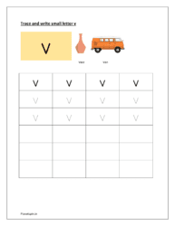 Trace and write small letter v