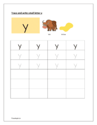 Tracing and writing letter y worksheets
