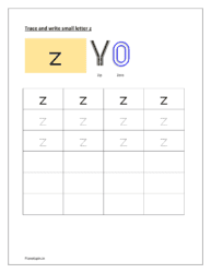 Tracing and writing letter z worksheets