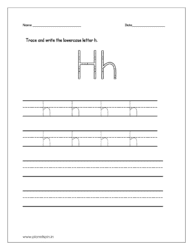 Trace letter on four line worksheet.