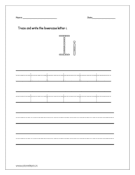 write the lowercase letter i on four line sheet.