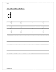 Trace and write small letter d