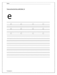 Trace and write small letter e
