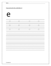 Tracing and writing small letter e