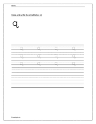 Trace and write small letter q