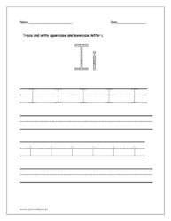 write the uppercase and lowercase letter  on four line sheet.