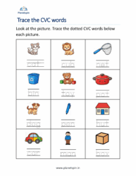 CVC words tracing and writing
