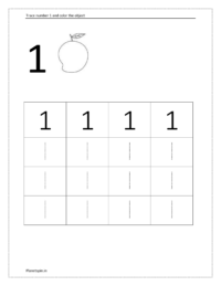 Tracing number 1 worksheet | Tracing and writing number 1 worksheet