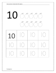 Trace number 10. Count and color the objects