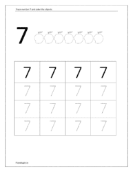 Trace number 7. Count and color the objects