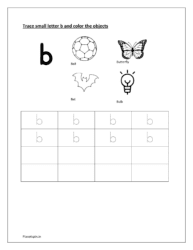 Writing lowercase letters worksheets b  and coloring 