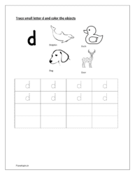 Writing lowercase letters worksheets d  and coloring 