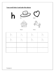 Writing lowercase letters worksheets h  and coloring 