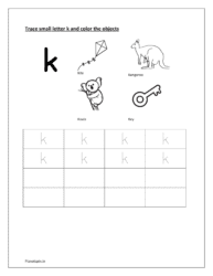 Writing lowercase letters worksheets k  and coloring 