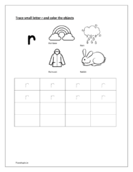 Writing lowercase letters worksheets r  and coloring 