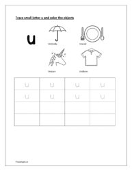 Writing lowercase letters worksheets u  and coloring 