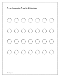 Trace the dotted circles (pre writing worksheets)