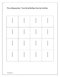 Trace the dotted lines from top to bottom (Pre writing practice sheets)