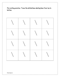 Trace the dotted slanting lines from top to bottom (Pre writing skills tracing lines)