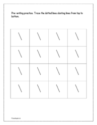 Trace the dotted slanting lines from top to bottom