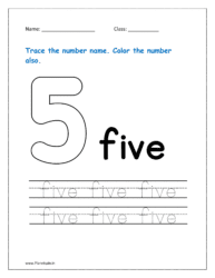 5: Trace the number name for five