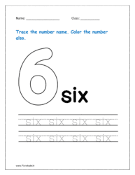 6: Trace the number name for six