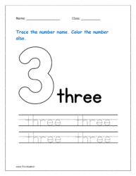 3: Trace the number name for three