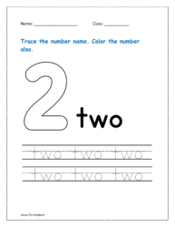 2: Trace the number name for two in the worksheet for kg