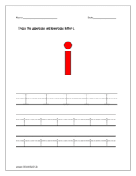 Trace the uppercase and lowercase letter i on four line sheet