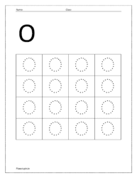 Trace uppercase letter O on dotted lines