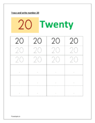 worksheet for tracing number: 20