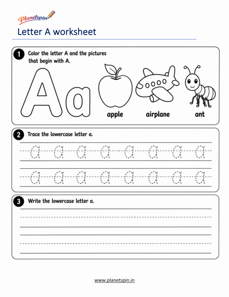 free printable lowercase letter a worksheets
