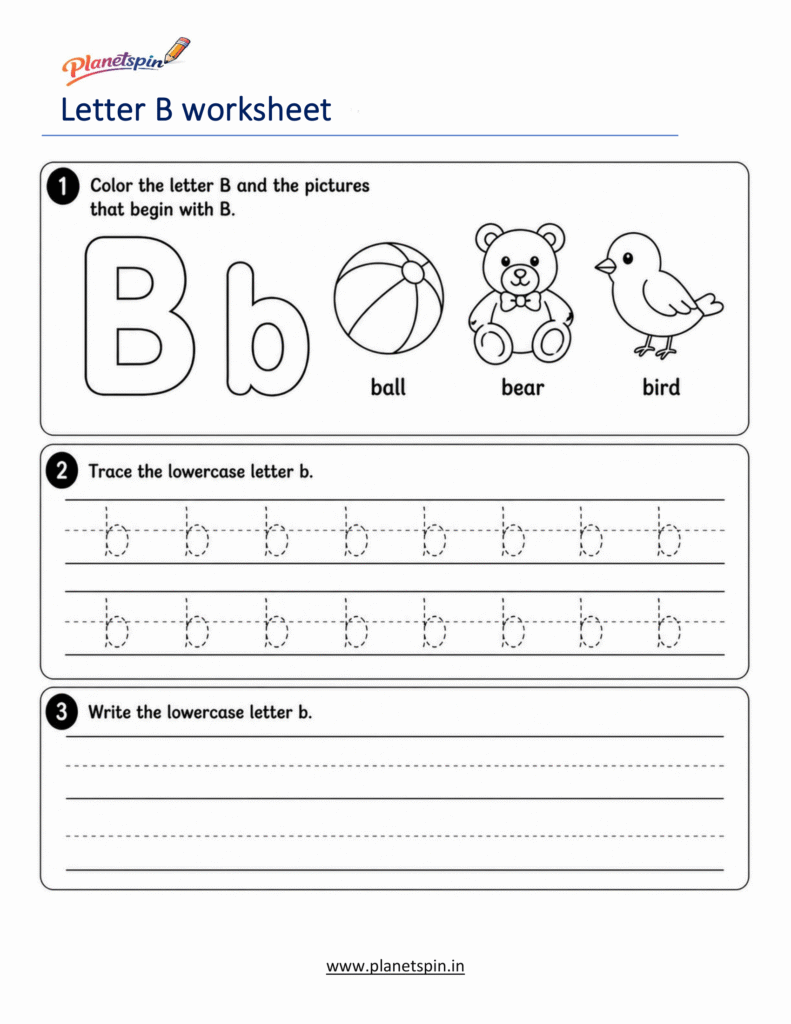 free printable lowercase letter b tracing worksheet