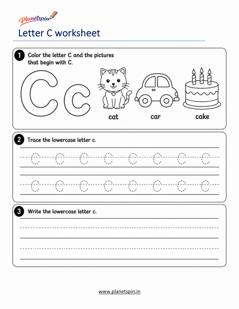 free printable tracing lowercase letter c worksheets
