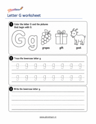 free printable lowercase letter g tracing worksheet