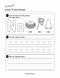 free printable lowercase letter n tracing worksheet