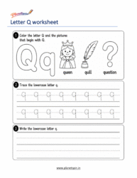 free printable lowercase letter q tracing worksheet