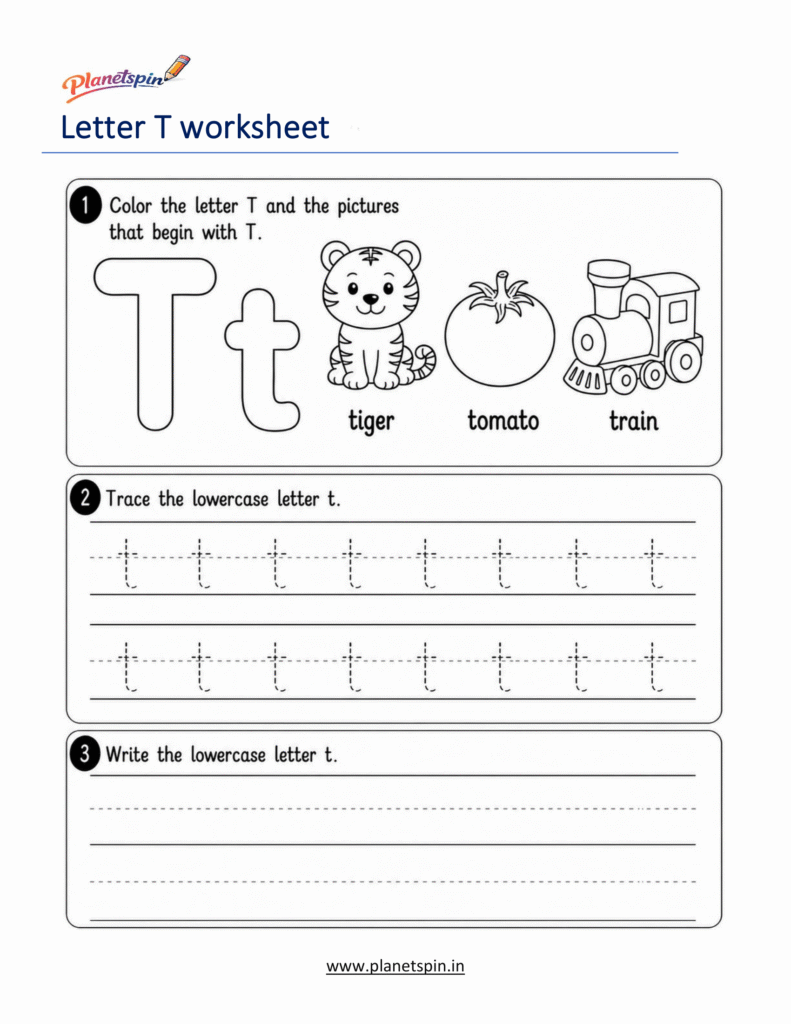 free printable lowercase letter t tracing worksheet