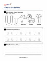 free printable lowercase letter u tracing worksheet