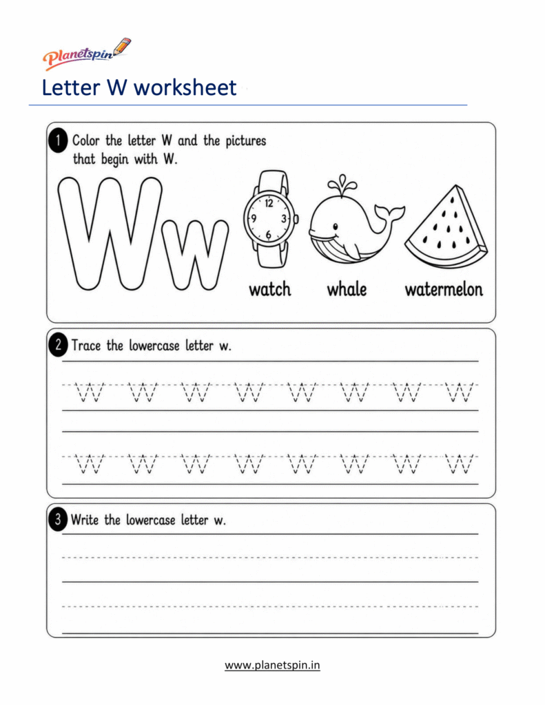 free printable lowercase letter w tracing worksheet